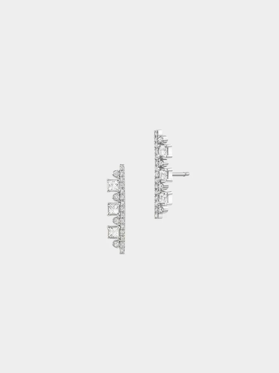 Meredith Young Long Topaz and Diamond Stud Post Earrings for Women