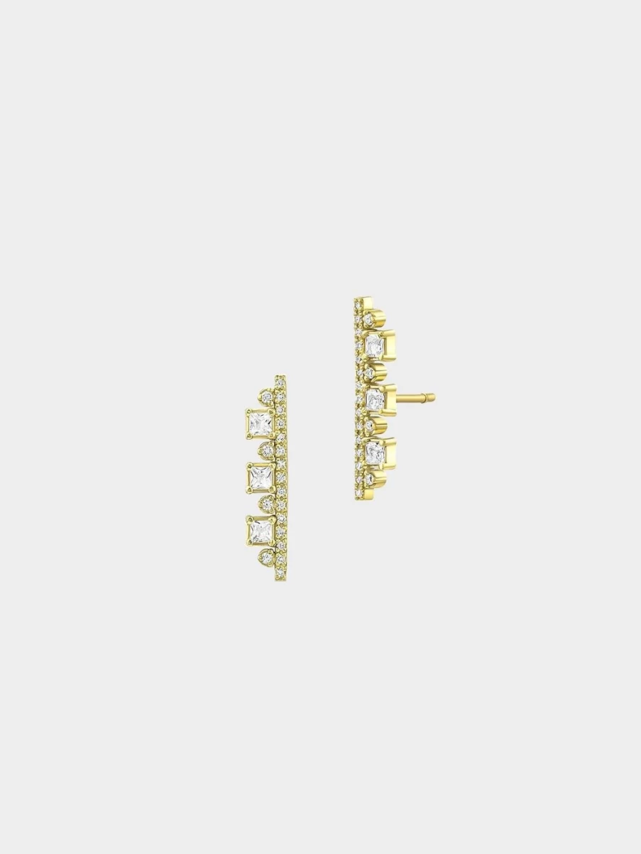 Meredith Young Long Topaz and Diamond Stud Post Earrings for Women