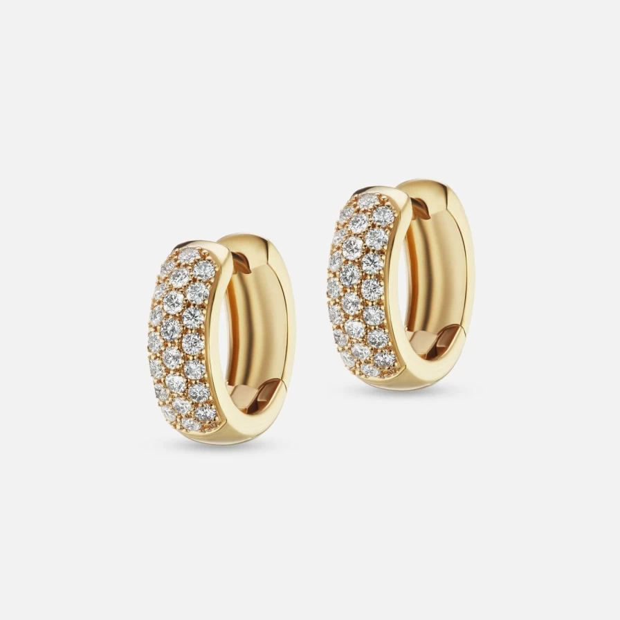 The Gild Yellow Gold Diamond Bombe Hoop Earrings