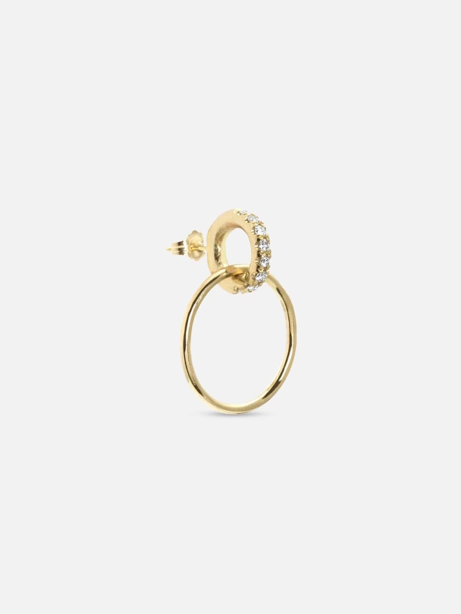 White Space Yellow Gold Petite Vita Pavé Hoop Earrings