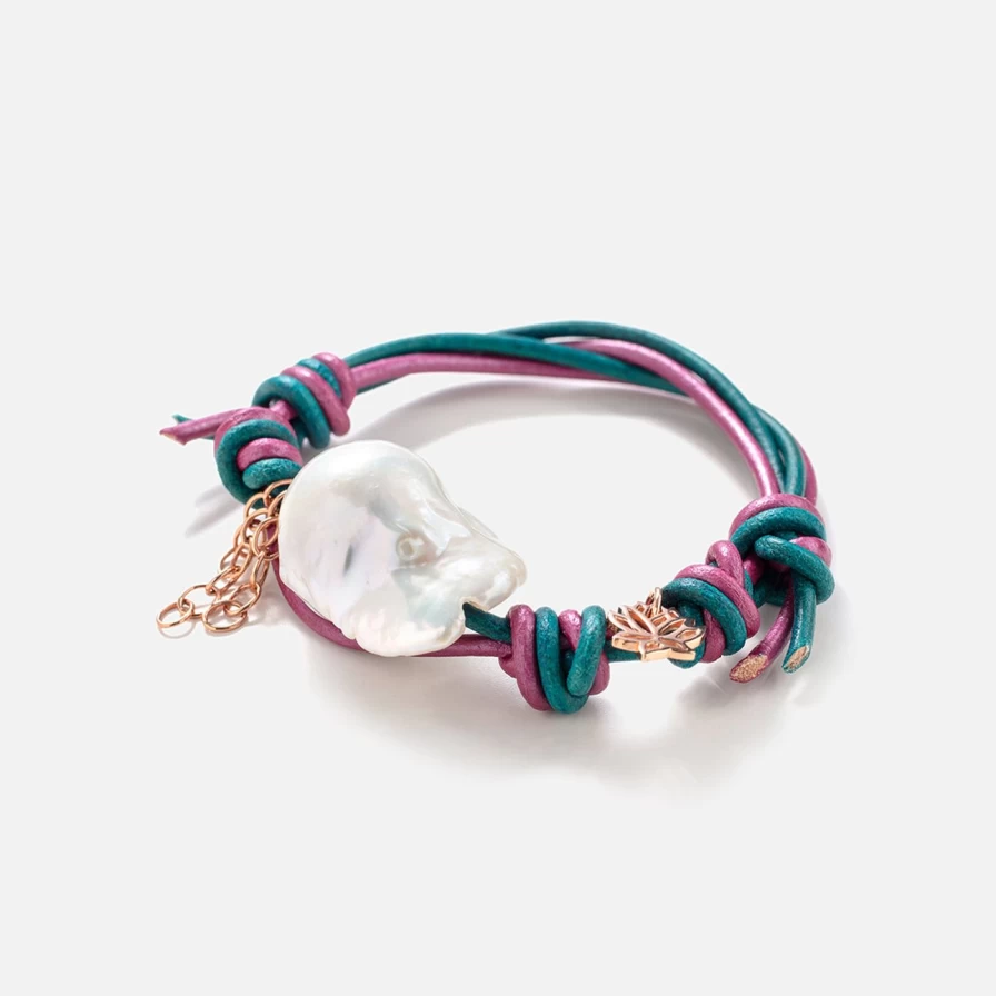 Joie DiGiovanni Baroque Pearl Rose Gold Flower Chain Bracelet - Under The Sea Inspired Jewelry