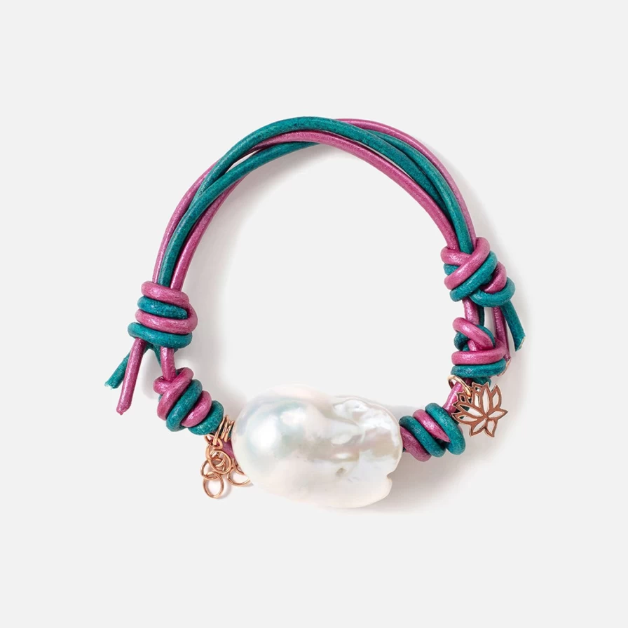 Joie DiGiovanni Baroque Pearl Rose Gold Flower Chain Bracelet - Under The Sea Inspired Jewelry