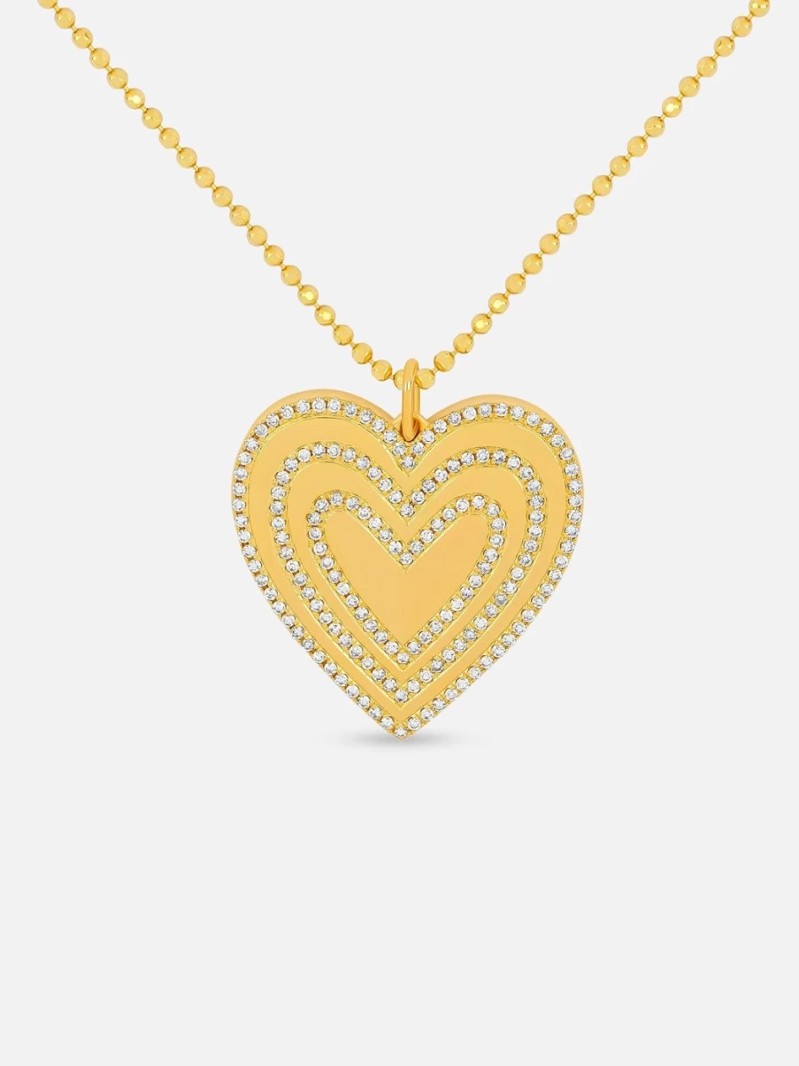 EF Collection Diamond Love Struck Necklace - 14K Gold Pendant for Women