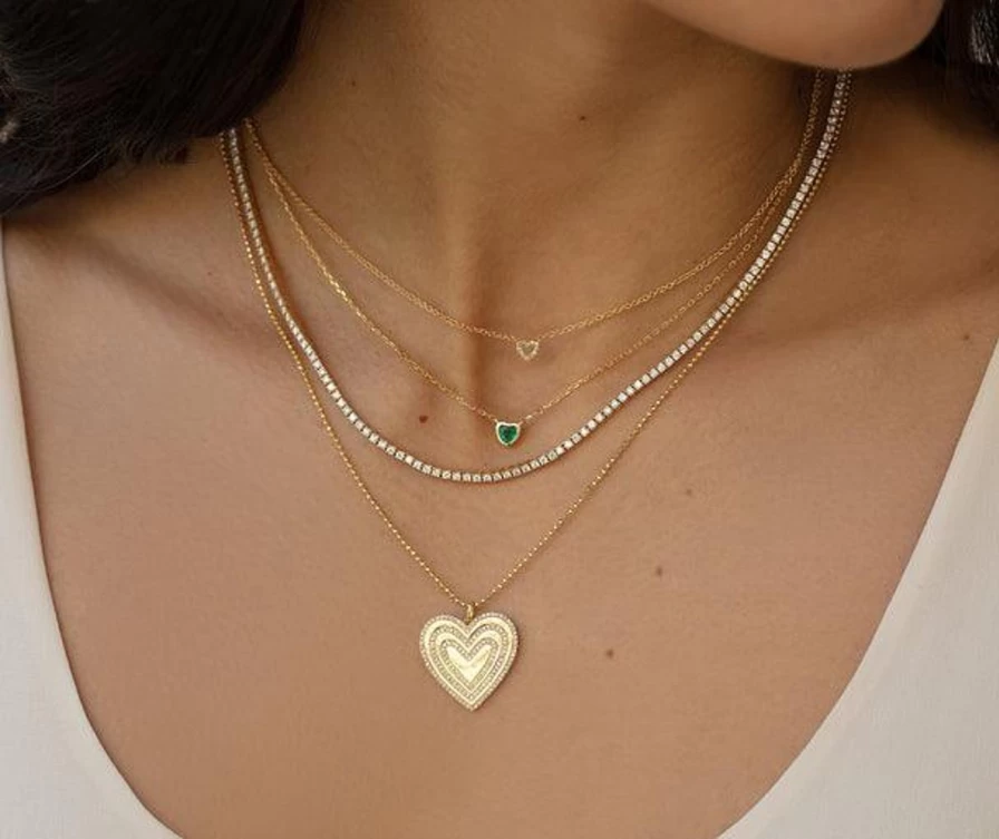 EF Collection Diamond Love Struck Necklace - 14K Gold Pendant for Women