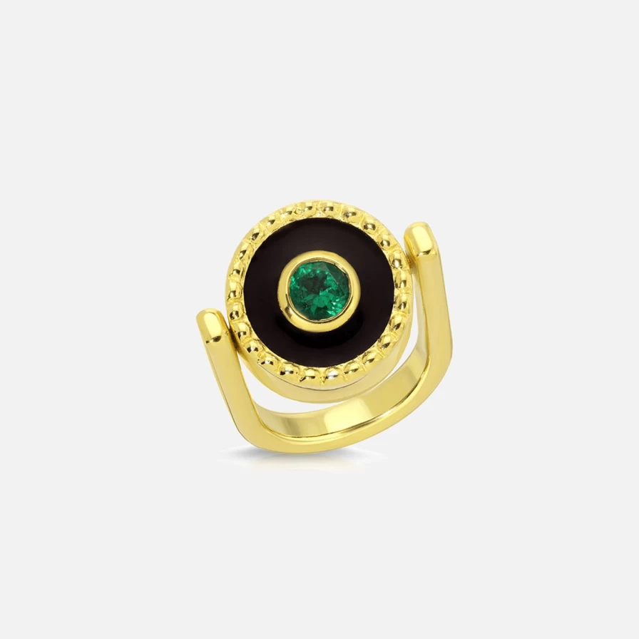 Monbouquette Reversible Lucky/Gold Pinky Ring - Elegant Two-Tone Coin Ring for Women