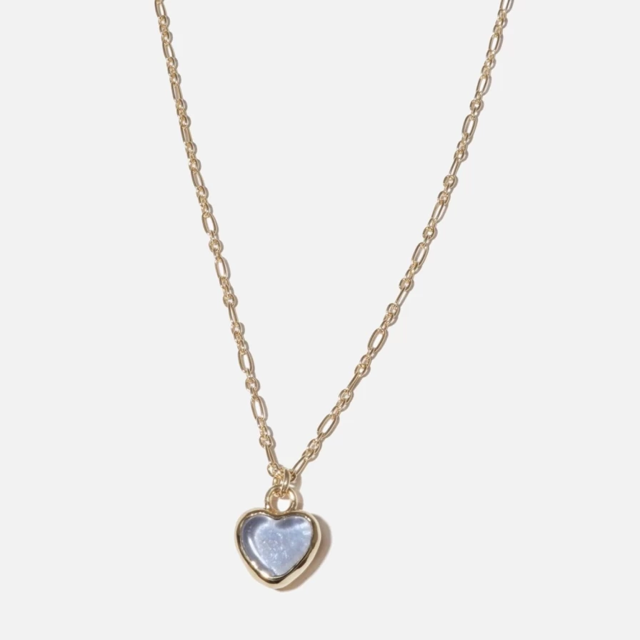 CLED Heart Charm Necklace - Sterling Silver Pendant with 18K Gold Plating for Women