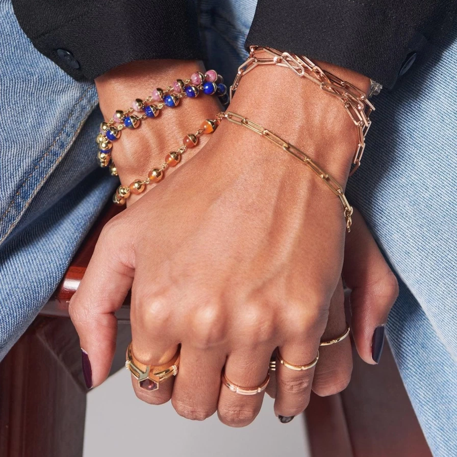 Noor Shamma Rose Gold Paper Clip Bracelet - Elegant Minimalist Jewelry