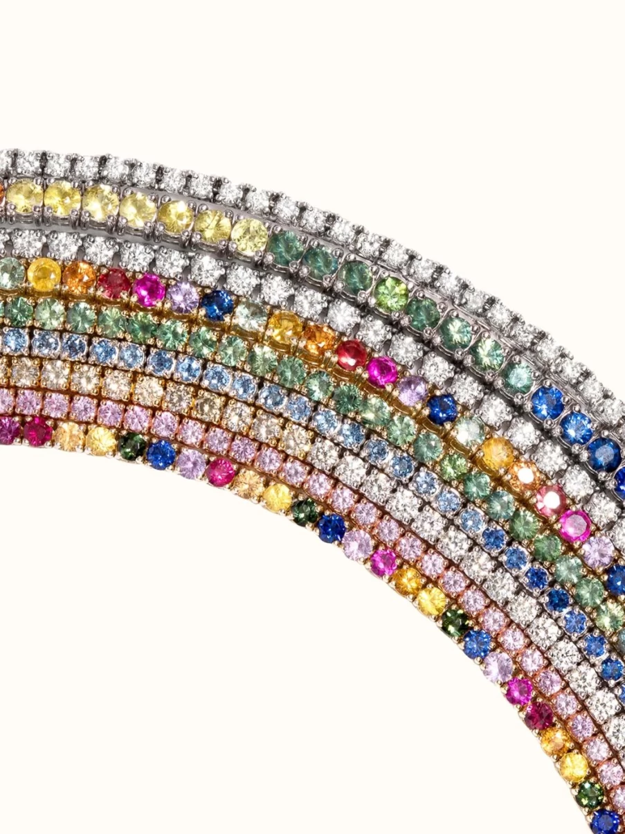 At Present Diamond Tennis Bracelet - Elegant Cognac Half Eternity Bracelet for Women