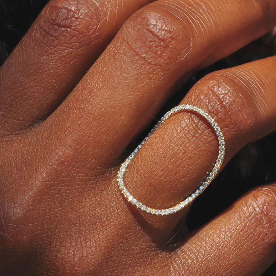 White Space Continuity Pavé Diamond Ring - Elegant Stackable Band