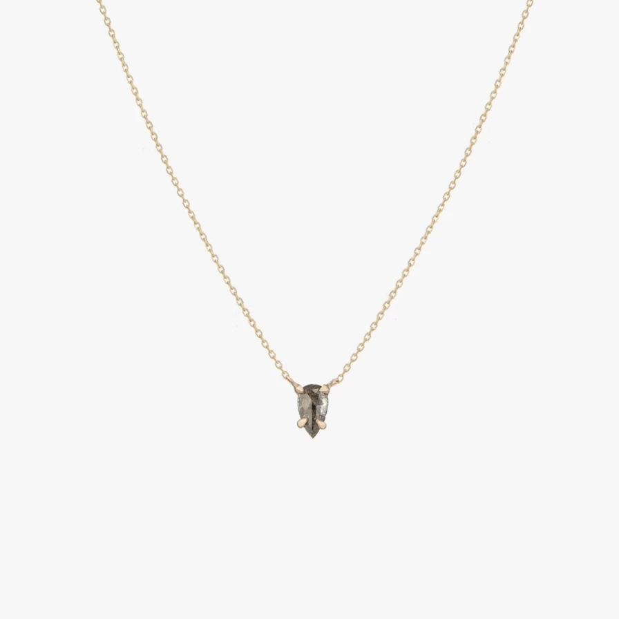 A.M. Thorne Dark Grey Pear Cut Diamond Pendant Necklace for Women
