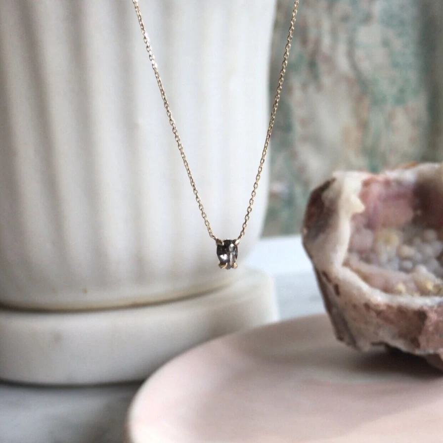 A.M. Thorne Dark Grey Pear Cut Diamond Pendant Necklace for Women