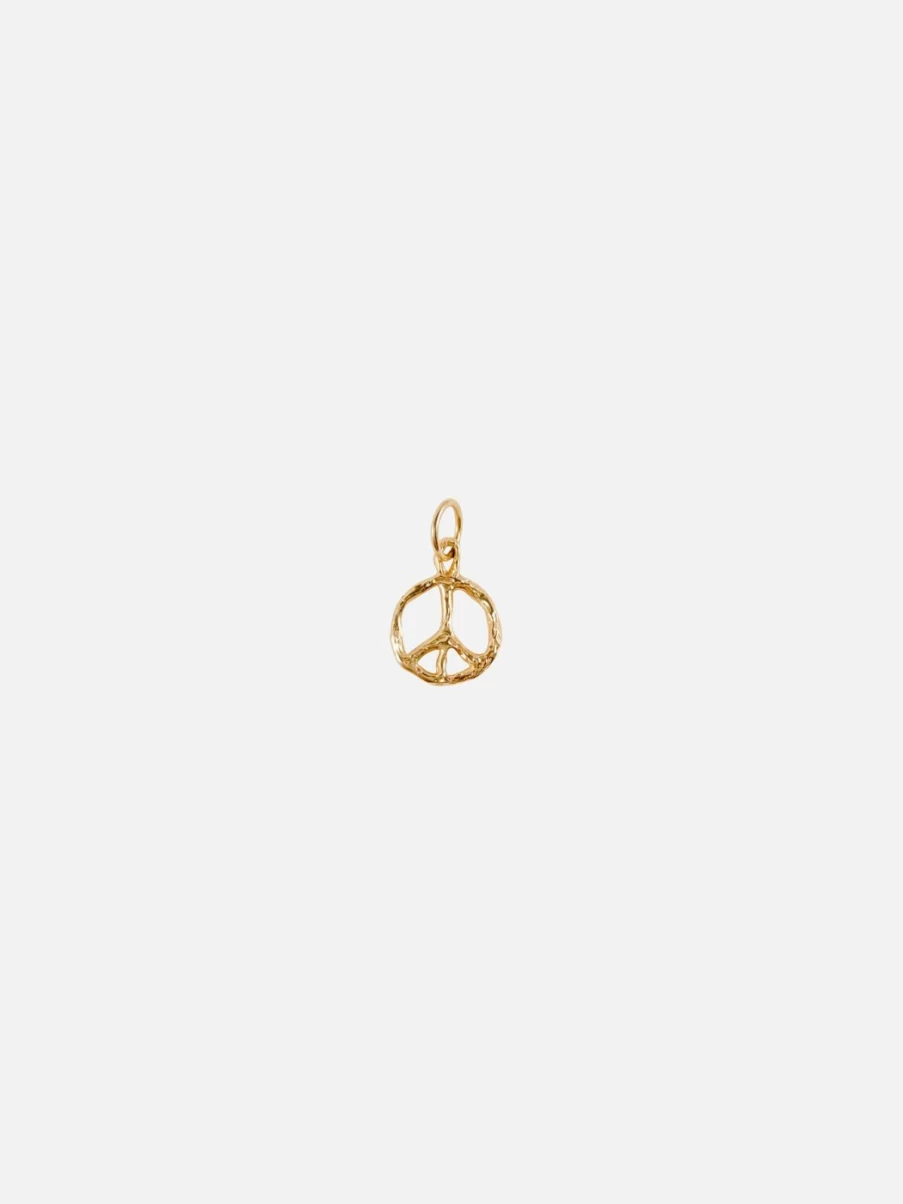 14K Yellow Gold Mini Peace Charm Pendant by Mandy Reid