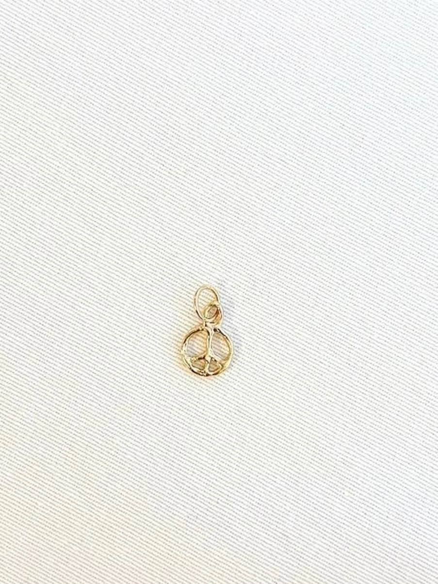 14K Yellow Gold Mini Peace Charm Pendant by Mandy Reid