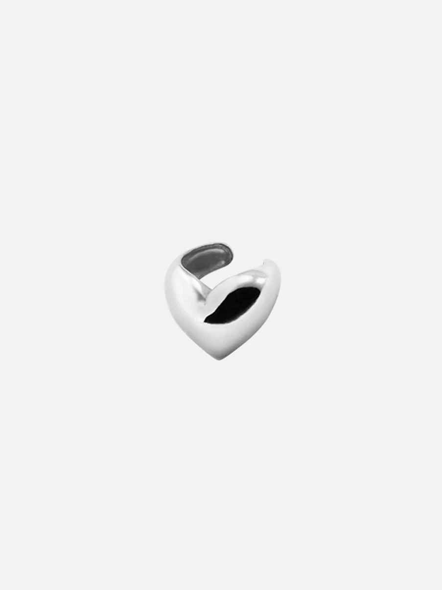 Annika Inez Sterling Silver Heart Earcuff - Elegant Ear Clip for Women