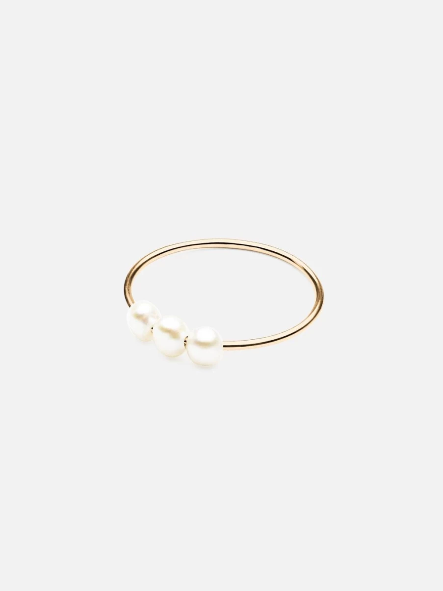 Noor Shamma Troika Trio Ring - Elegant Three-Stone Gold Jewelry for Women