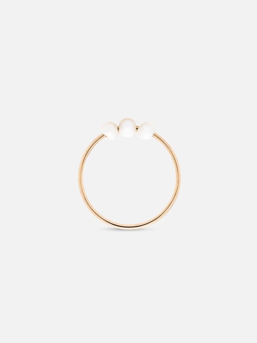 Noor Shamma Troika Trio Ring - Elegant Three-Stone Gold Jewelry for Women