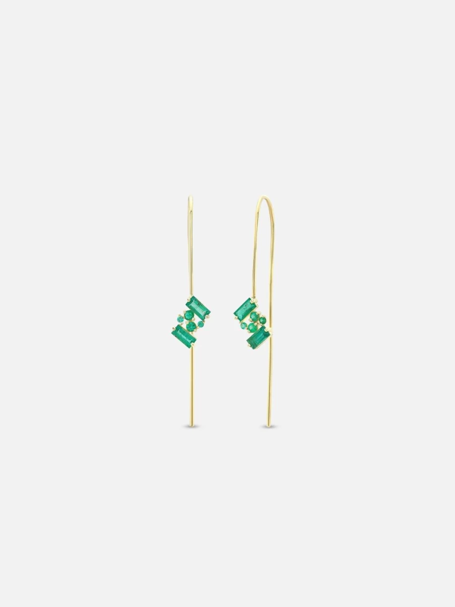 Meredith Young Emerald Threaders – 14K Gold Plated Earrings for Sensitive Ears