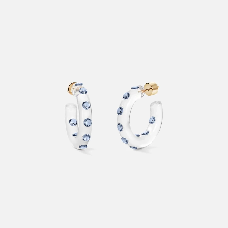 Sarah Noor Blue Small Lucid Hoops – Minimalist Elegant Hoop Earrings