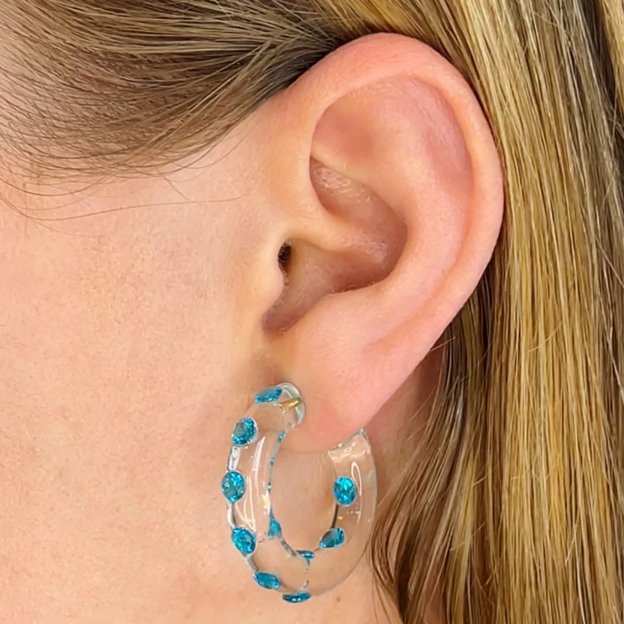 Sarah Noor Blue Small Lucid Hoops – Minimalist Elegant Hoop Earrings