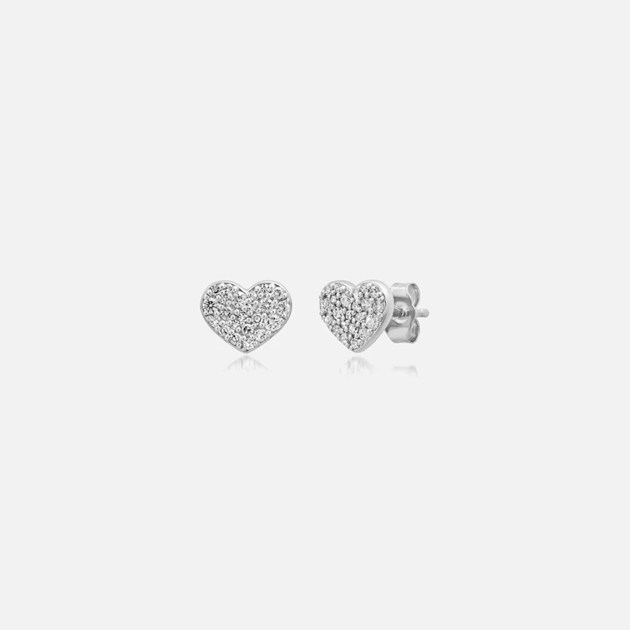 Eriness Diamond Heart Stud Earrings - Smushed Heart Design