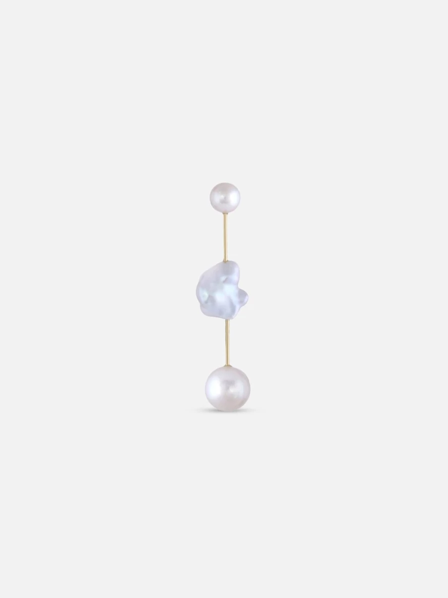 White Space Round Cloud Bar Earrings - Minimalist Silver Hoop Earrings for Women