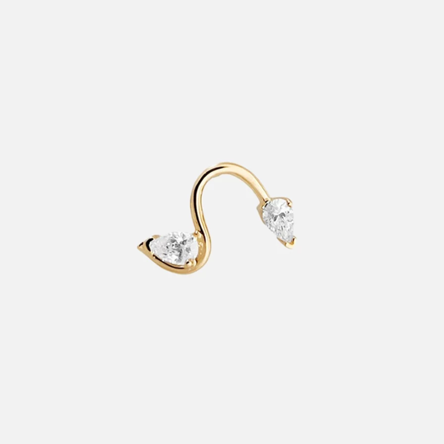 14K Yellow Gold Flat Back Ohana Diamond Wave Stud Earrings by Labulgara