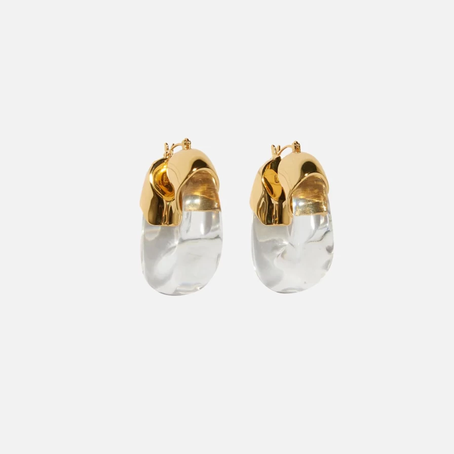 Lizzie Fortunato Organic Hoops - Clear Crystal Statement Earrings for Women