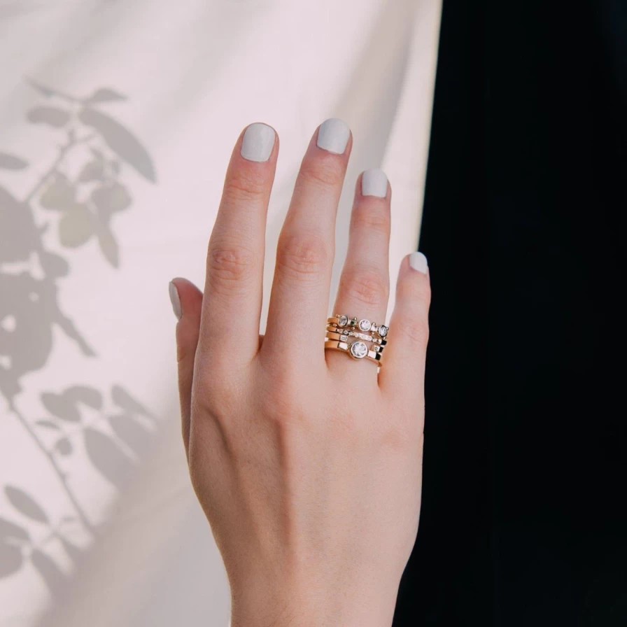 M. Hisae White Diamond Enzo Band Ring – Elegant Jewelry for Women