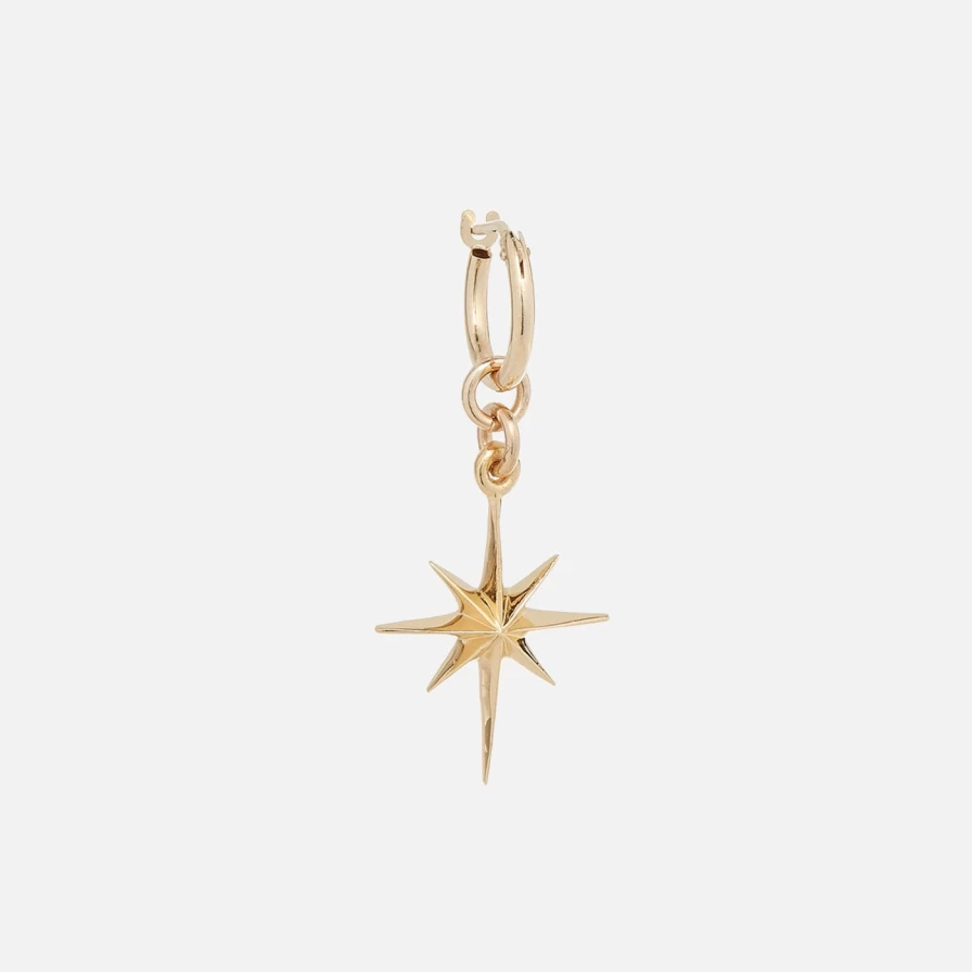 Talon Jewelry Northern Star Hoop Earrings - Sterling Silver Celestial Charm Dangle Earrings