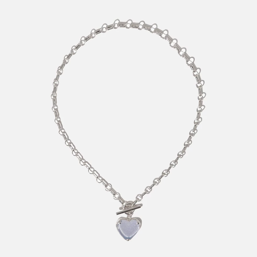 CLED Dew Heart Frame Toggle Necklace - Elegant Gold-Tone Pendant Jewelry for Women