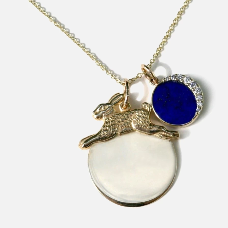 "Kimberly Doyle Blue Moon Pendant - Elegant Silver Necklace with Crescent Moon Charm"
