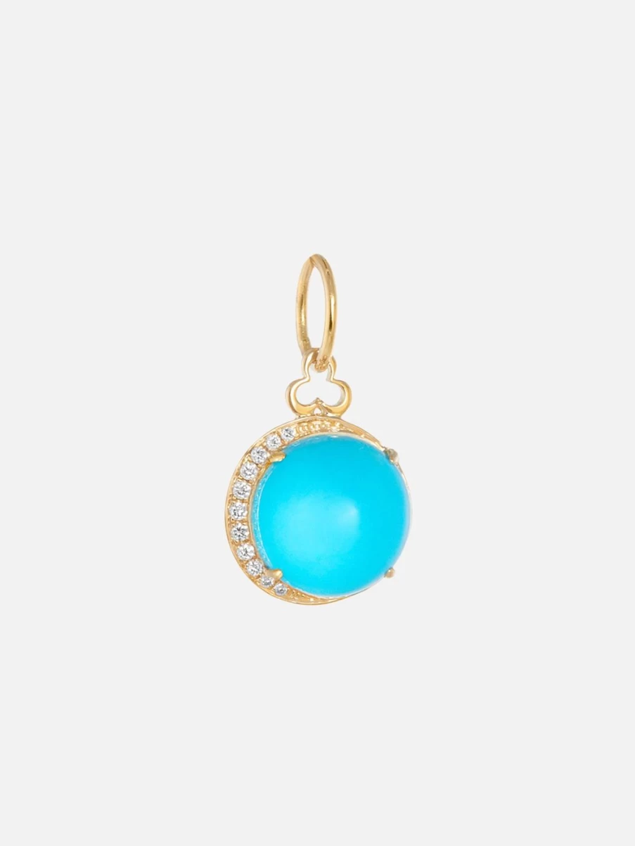 Devon Woodhill Turquoise Moon Charm Pendant - Handcrafted Sterling Silver Jewelry for Women