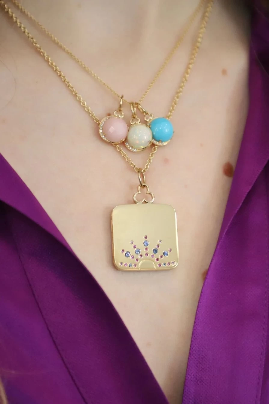 Devon Woodhill Turquoise Moon Charm Pendant - Handcrafted Sterling Silver Jewelry for Women