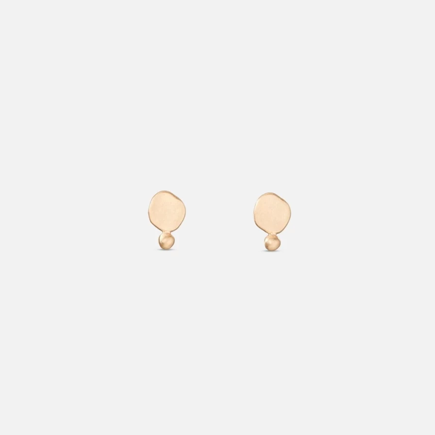 A.M. Thorne Mini Granule & Hammered Granule Stud Earrings - Dainty Textured Gold Earrings