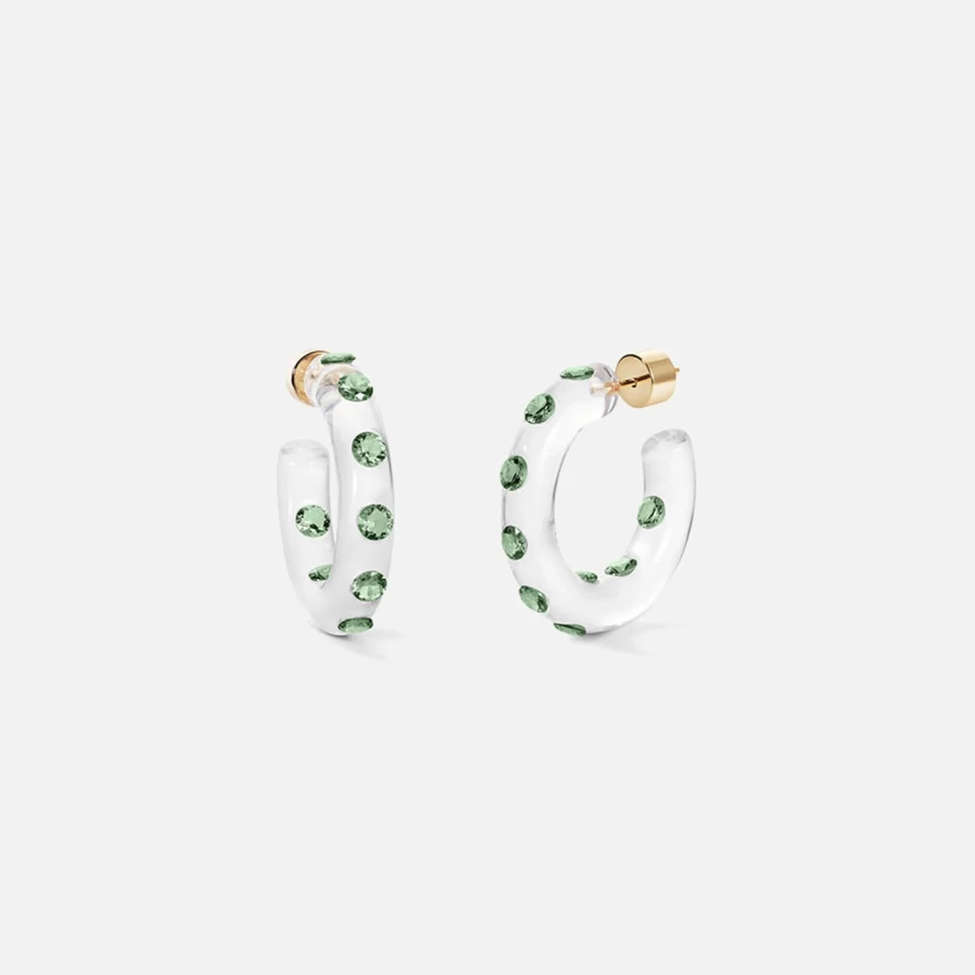Sarah Noor Green Lucid Small Hoop Earrings - Minimalist Dainty Hoops