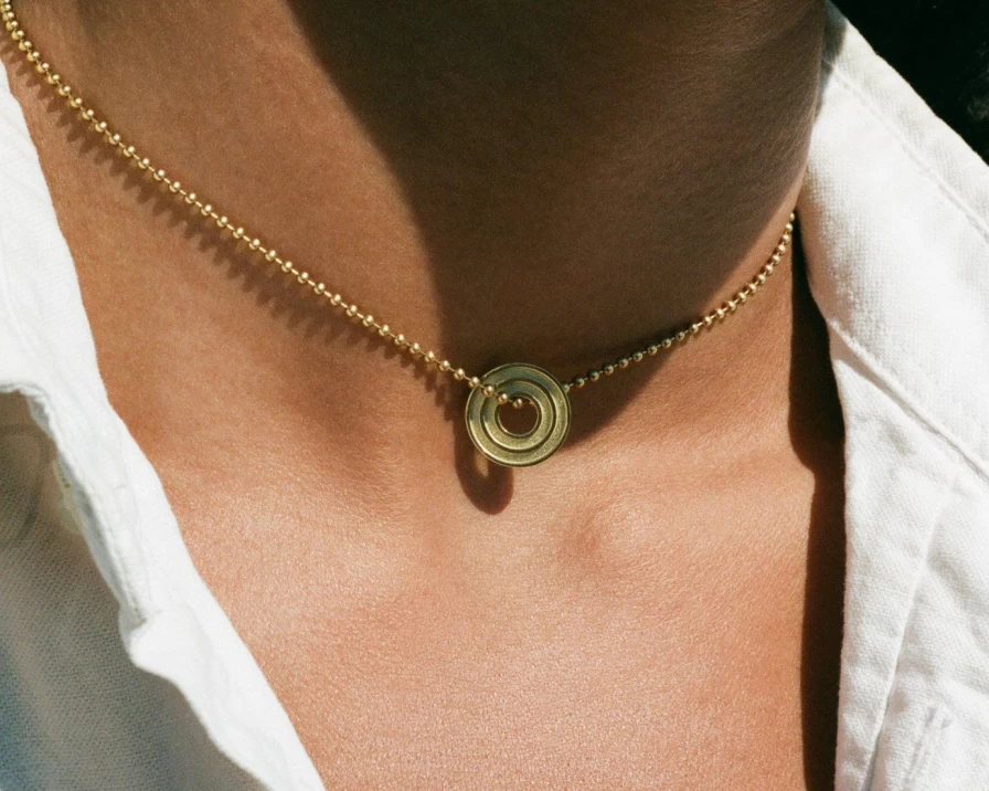 14K Yellow Gold Mini Cosmos Necklace | EMFLM Fine Jewelry Celestial Pendant