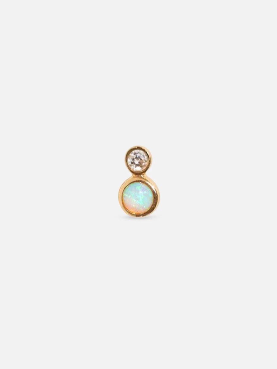 Pamela Love Double Dot Stud Earrings - Minimalist Gold Hoop Earrings with Dotted Detail