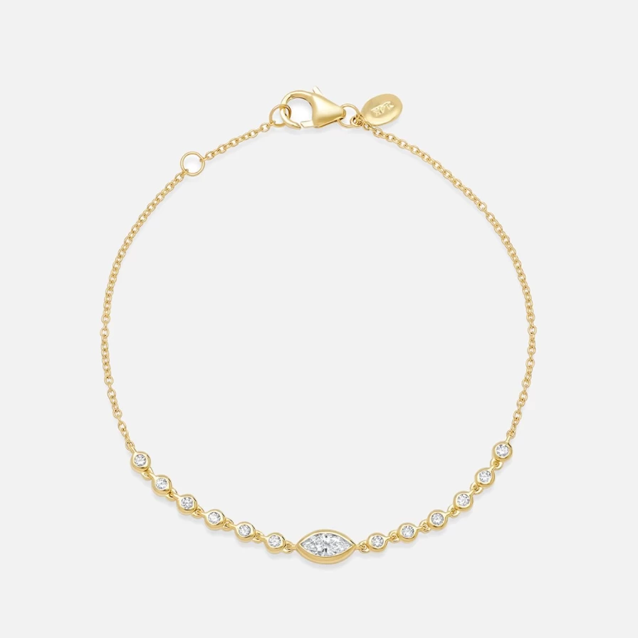 Eriness Marquise Diamond Bezel Sun Ray Tennis Bracelet in Sterling Silver