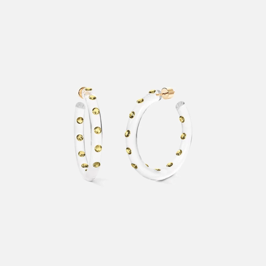 Sarah Noor Medium Yellow Lucid Hoops - Hypoallergenic Lightweight Earrings for Women