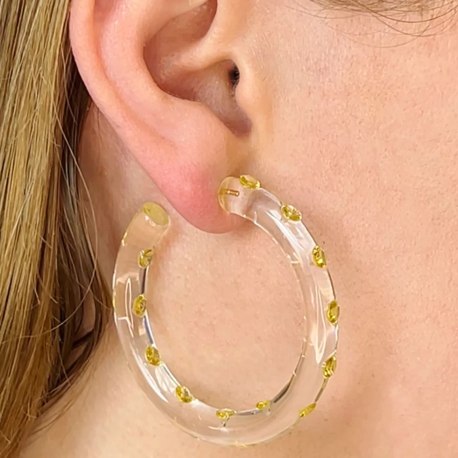 Sarah Noor Medium Yellow Lucid Hoops - Hypoallergenic Lightweight Earrings for Women