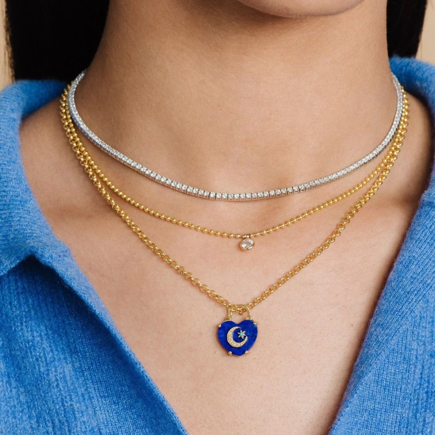 Kimberly Doyle Crescent Love Lock - Romantic Heart-Shaped Pendant Necklace for Women