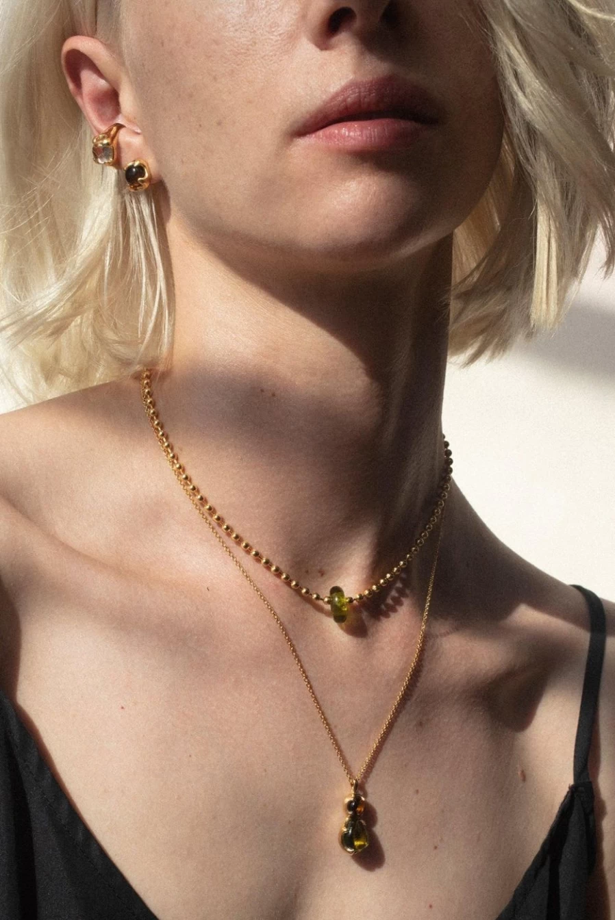 "CLED Duo Beam Necklace - Elegant Double Strand Jewelry for Women"