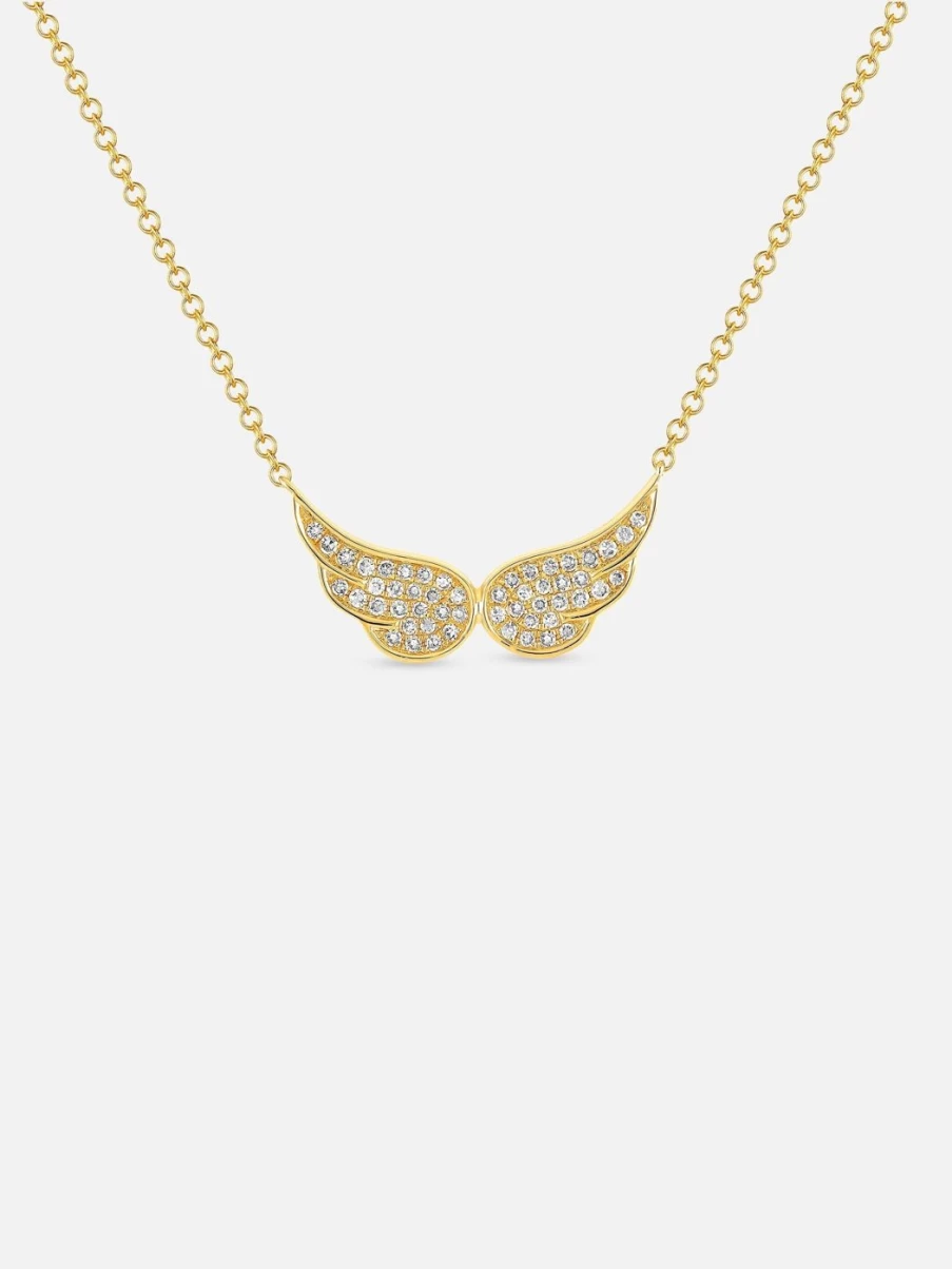 EF Collection Diamond Double Angel Wing Pendant Necklace - Sterling Silver Elegant Jewelry Gift