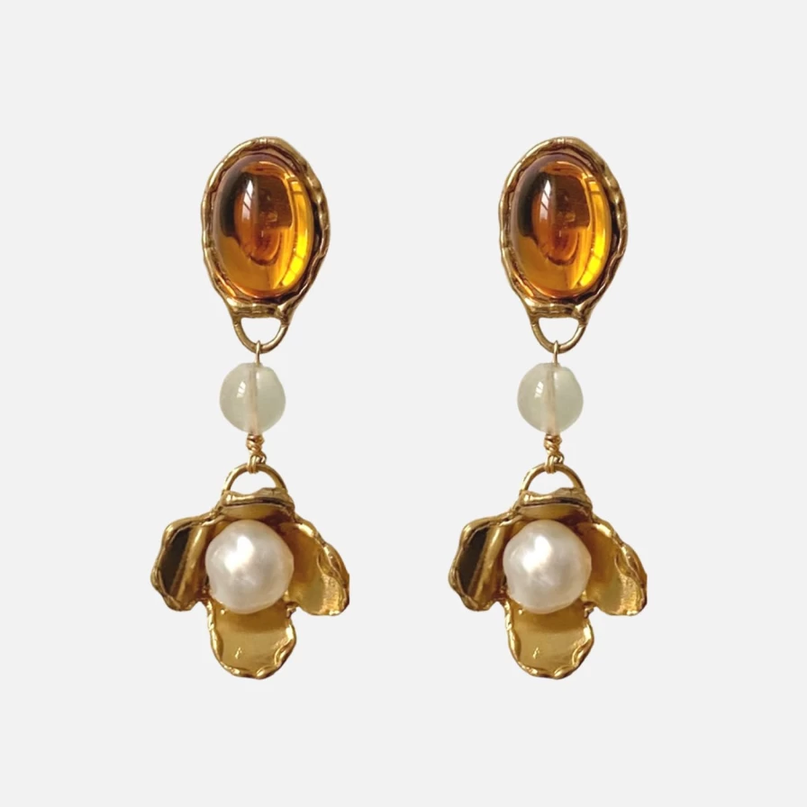 Anita Berisha Natural Amber Earrings – Handcrafted Elegance for Women