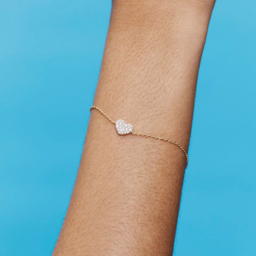 Eriness Diamond Heart Bracelet - Smushed Heart Design for Women