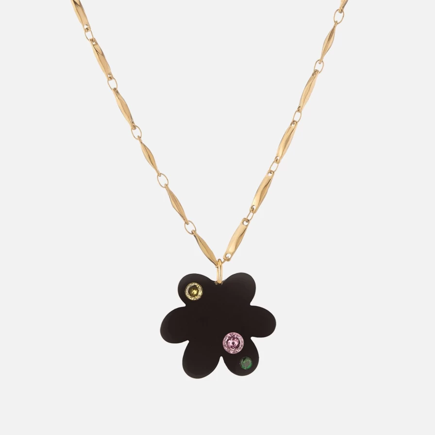 NOTTE Black Super Bloom Necklace - Elegant Floral Pendant Jewelry for Women