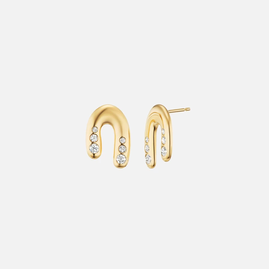 Akaila Reid White Diamond Chubby Curved Stone Earrings - Elegant Chunky Hoop Earrings for Women