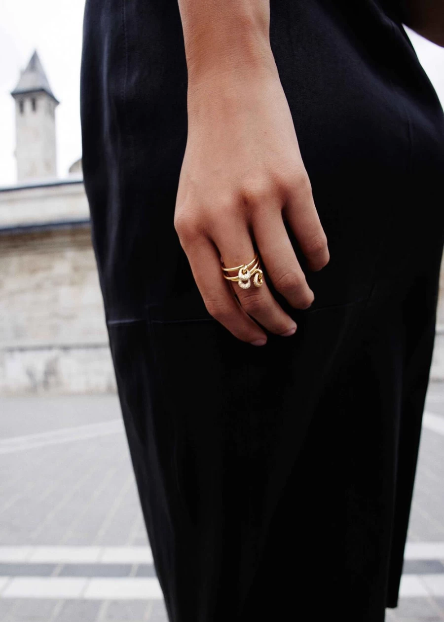 Kloto Drop Ring - Elegant and Minimalist Dainty Ring for Women, Sterling Silver or Gold Plated, Stackable Band, Perfect for Everyday Wear