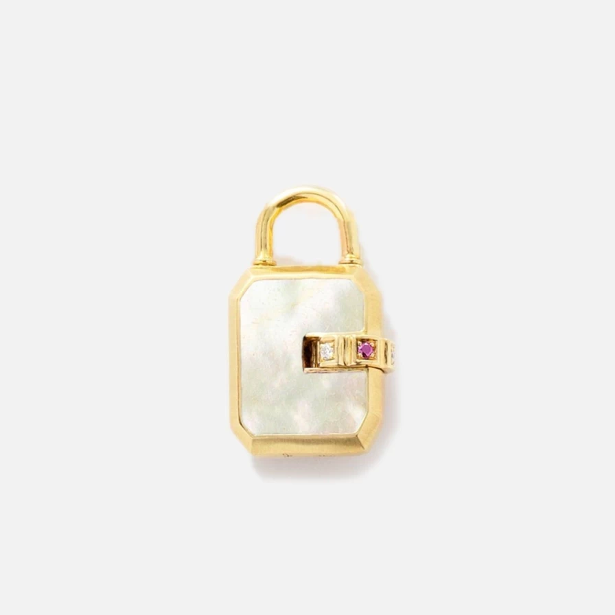 James Banks Design Mini Padlock with Mother of Pearl Inlay - Elegant Small Lock for Jewelry Boxes & Keepsakes