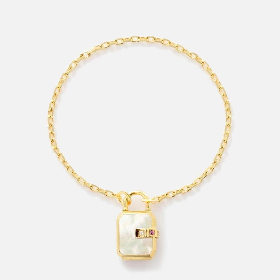 James Banks Design Mini Padlock with Mother of Pearl Inlay - Elegant Small Lock for Jewelry Boxes & Keepsakes